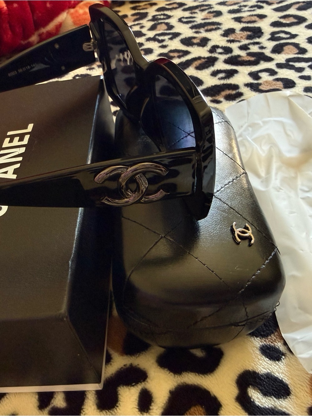 CHANEL Black Oversized Logo Sunglasses